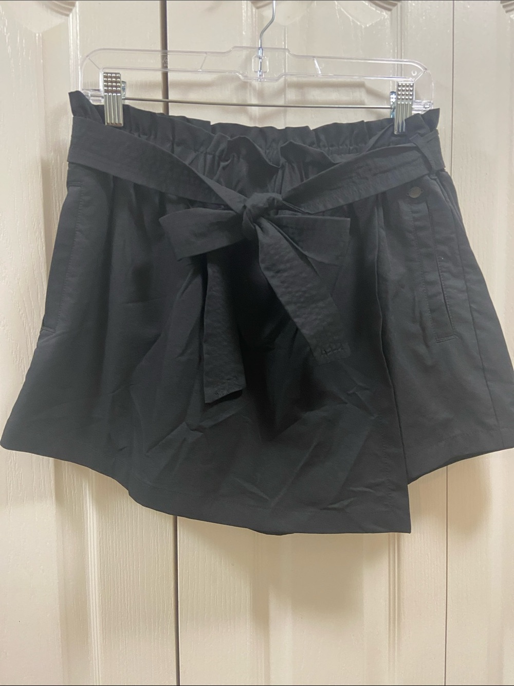 High-Rise Black Tie-Waist Skort